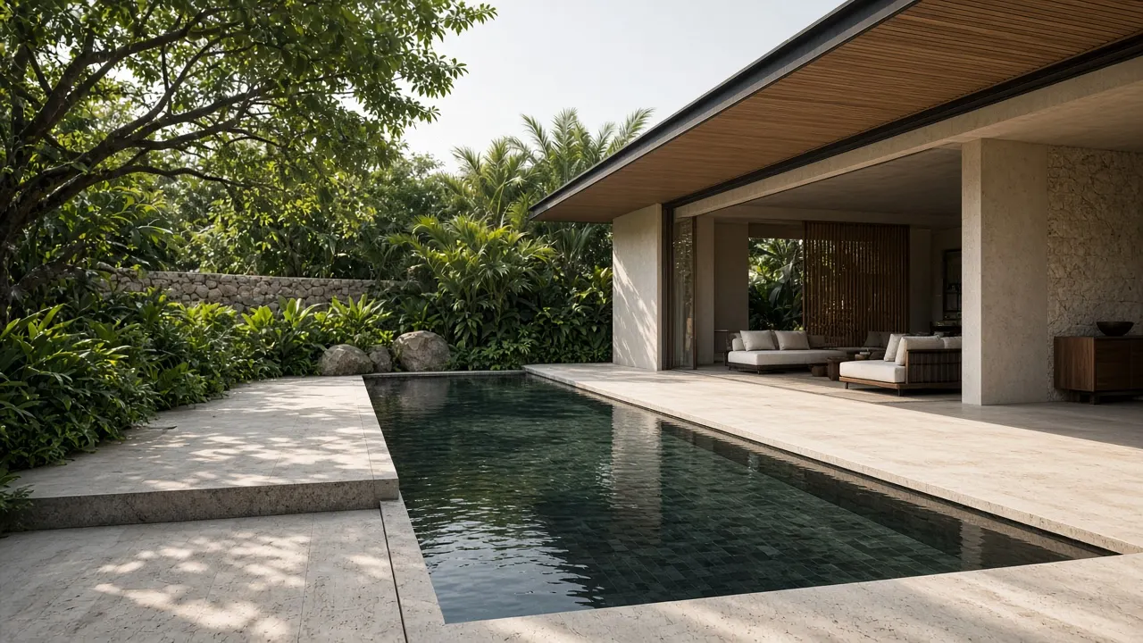A private villa interior in soft afternoon light